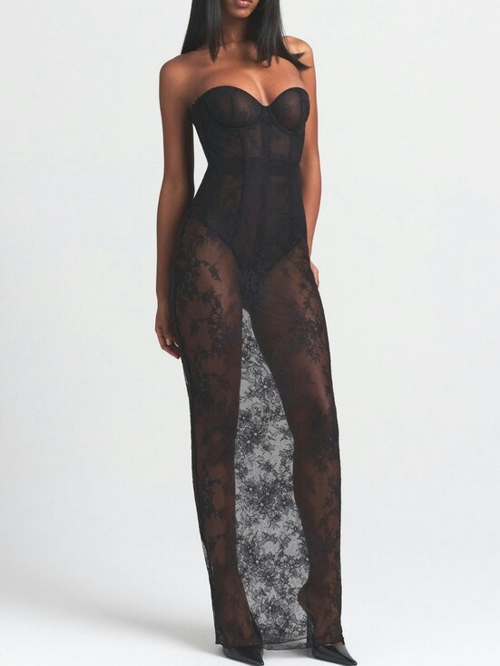 SKIMS Dresses & Skirts - SKIMS Ultra Fine Lace Strapless Corset Long Dress DS-DRS-6472 Size MEDIUM